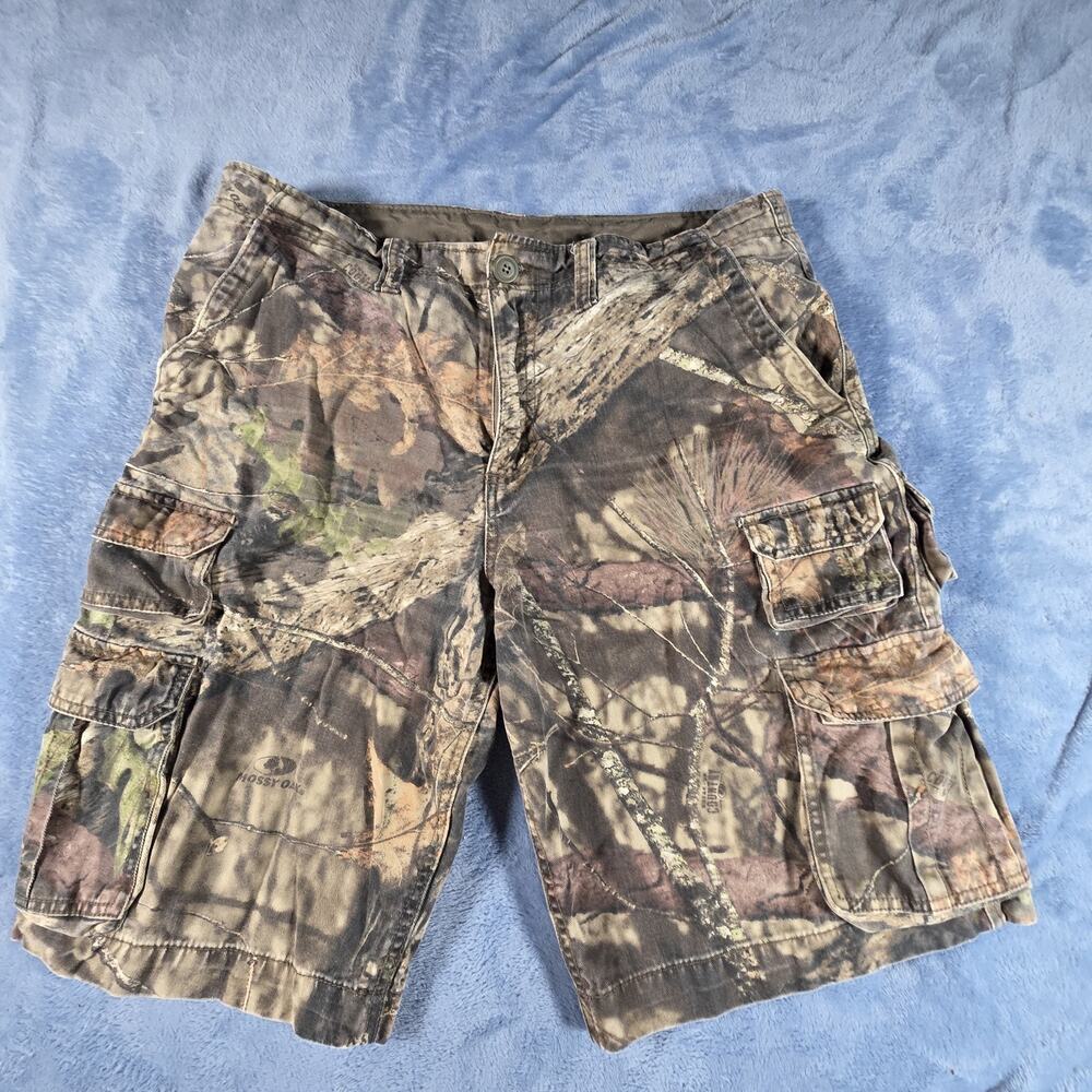 Faded Glory Mossy Oak Camo Cargo Shorts Mens 36 Hunting Multi Pocket Cotton